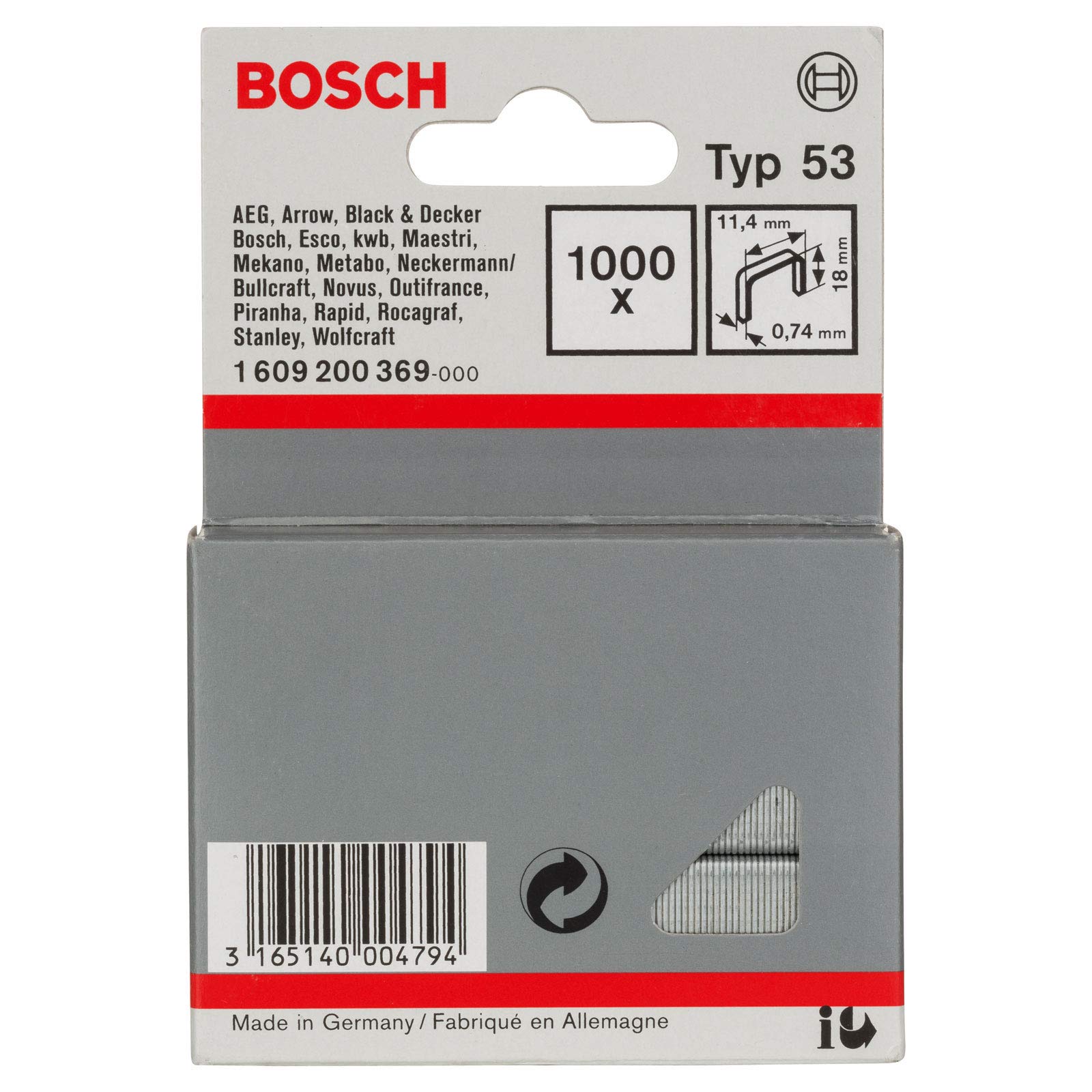 Bosch Zszywacz ręczny HT 14 (drewno, typ zszywek 53) & Bosch Accessories Zszywka z cienkiego drutu, typ 53 11,4 x 0,74 x 10 mm