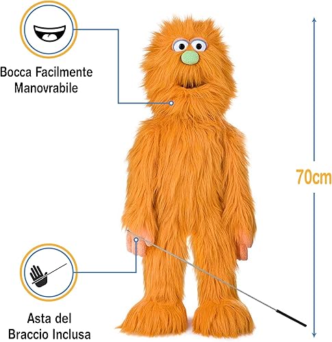 Miniatura 3 de Marioneta de monstruo naranja de 30 pulgadas, títere de estilo ventrílocuo de cuerpo entero