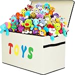 YOLOXO Boîte à jouets coffre, corbeilles de rangement robustes collapsibles avec des lids, super grands enfants Rangement de jouets Organisateur Boîtes Paniers à jouets pour enfants, garçons, filles, salle de bain, salle à jouer, placard (Linen Gray)