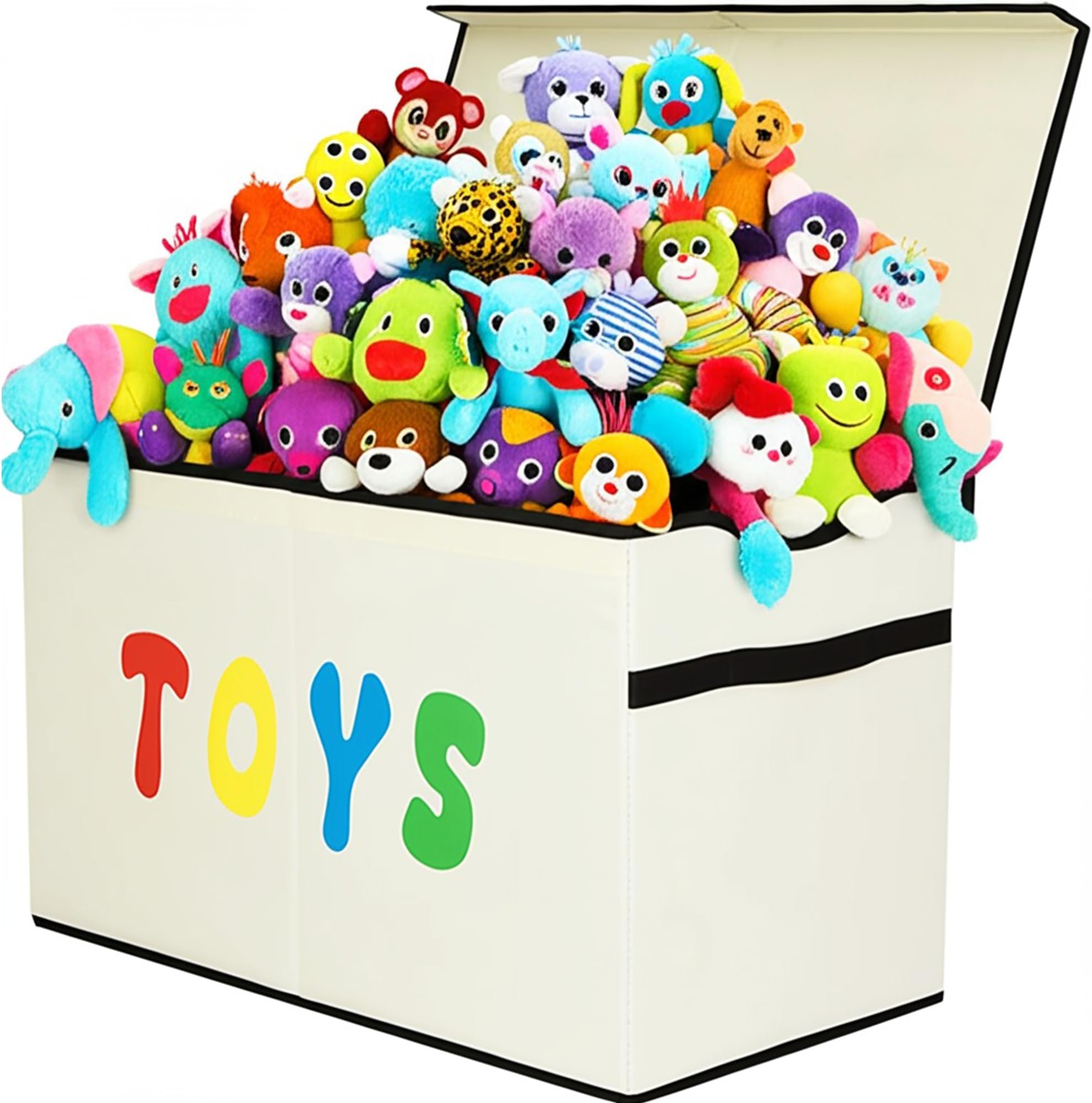 Toy Box Chest, Collapsible Sturdy Storage Bins with Lids, Extra Large Kids Toy Storage Organizer Boxes Bins Baskets for Kids, Boys, Girls, Nursery Room, Playroom, Closet (New Beige)