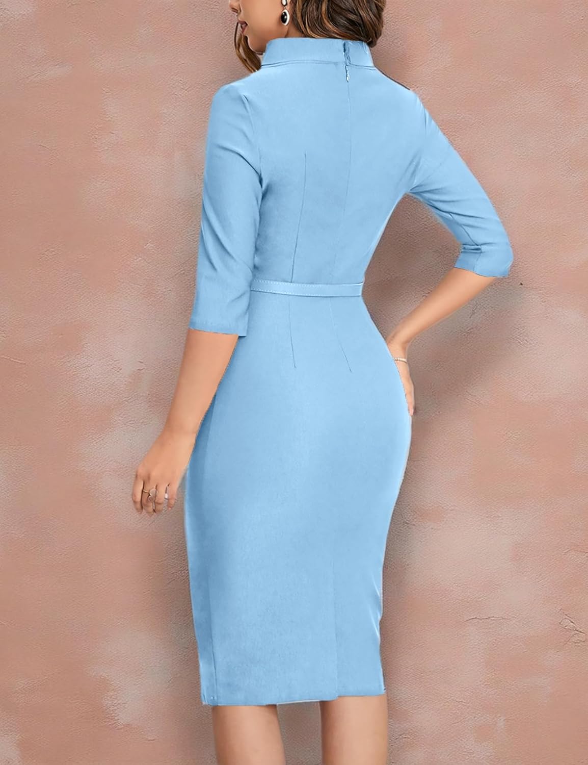 MUXXN Women's 1950s Vintage 3/4 Sleeve Elegant Collar Cocktail Evening Dress - Image 8