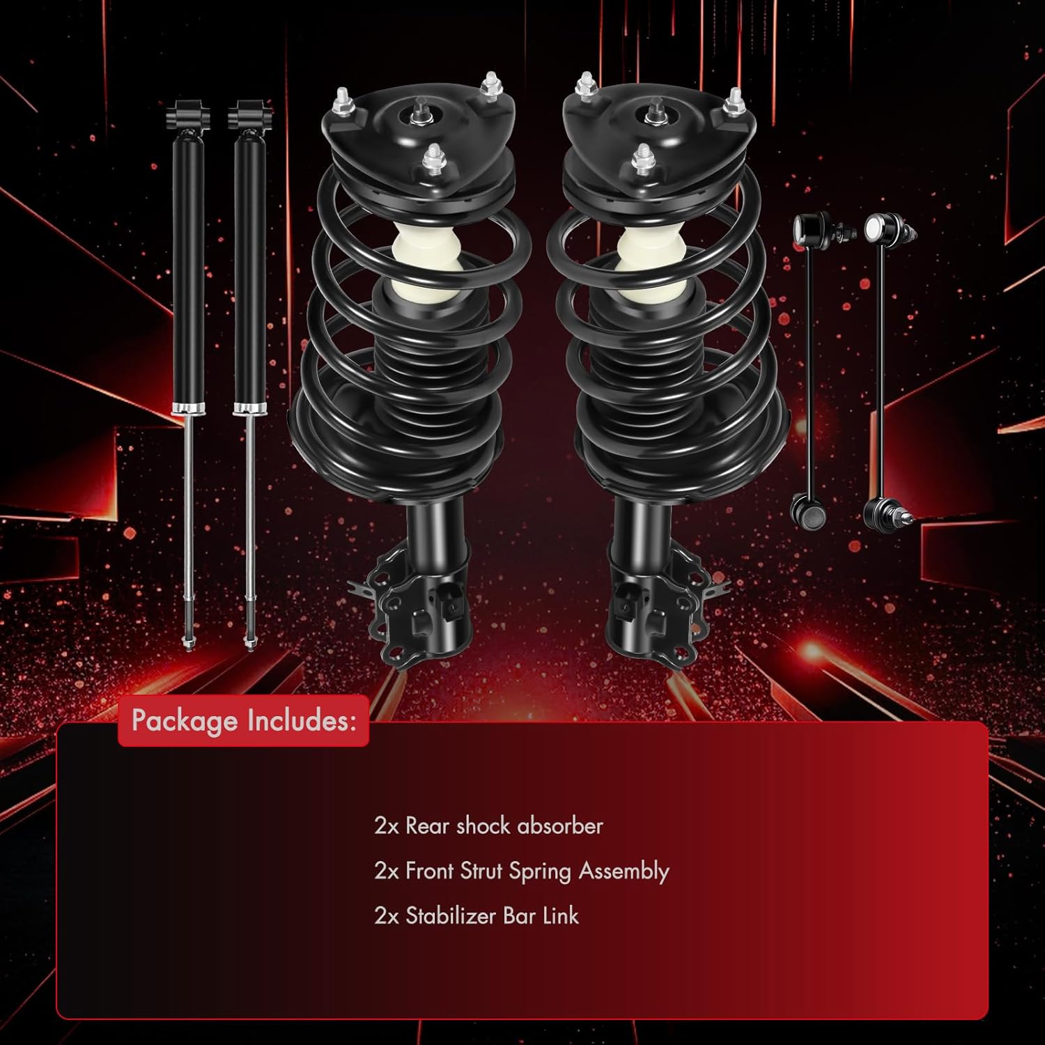 cciyu Front Strut Spring Assembly Fits For Hyundai Accent 2006-2011 Complete Struts Kit with Shock Absorber Stabilizer Bar Link Replace for 5621 172298 172297 K80858 K80859 6pcs