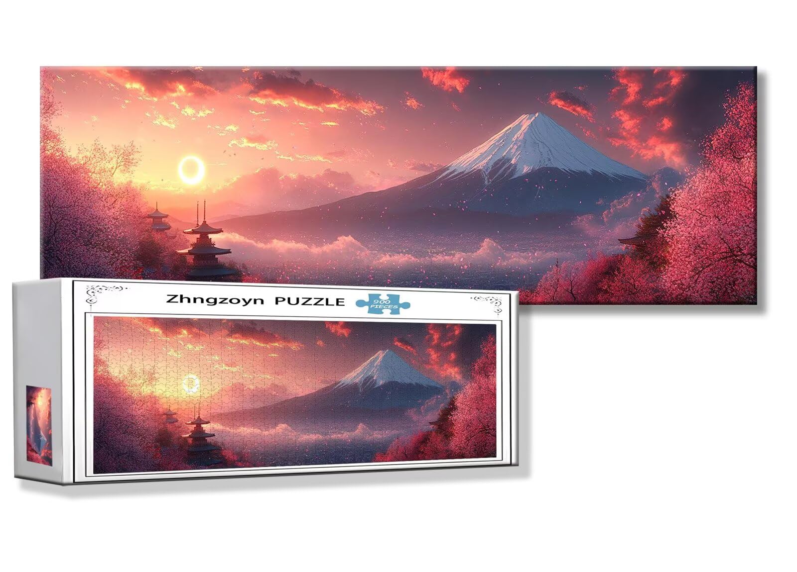 Puzzle Japon 900 Pieces Paysage Puzzle Adultes 87 x 34 cm DIY Difficile Classiques Jigsaw Panoramique, Adulte Jeu éducatif, 2025 Bois Jigsaw Art Impossible Famille Challenge, Cadeau pour Femme N-9