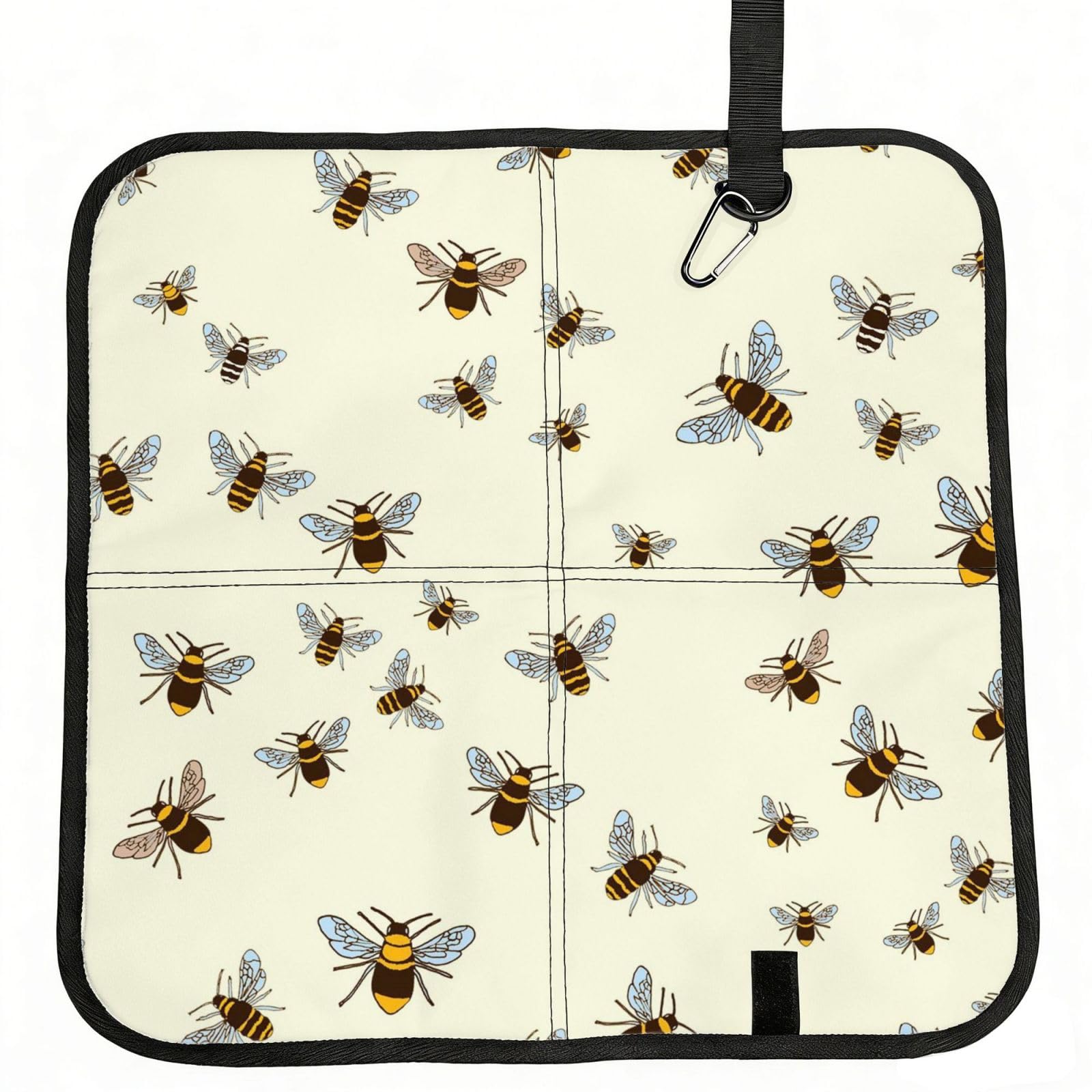 ERCgad Bee Print Foldable Seat Cushion Portable Chair Pad Lightweight Travel Outdoor Office Home