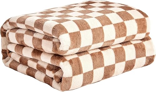 Miniatura 21 de FY FIBER HOUSE Manta de cuadros rosa intenso para sofá, cobija suave y acogedora con diseño a cuadros, 50 x 60 pulgadas Rosa Hot,Negro,Negro y