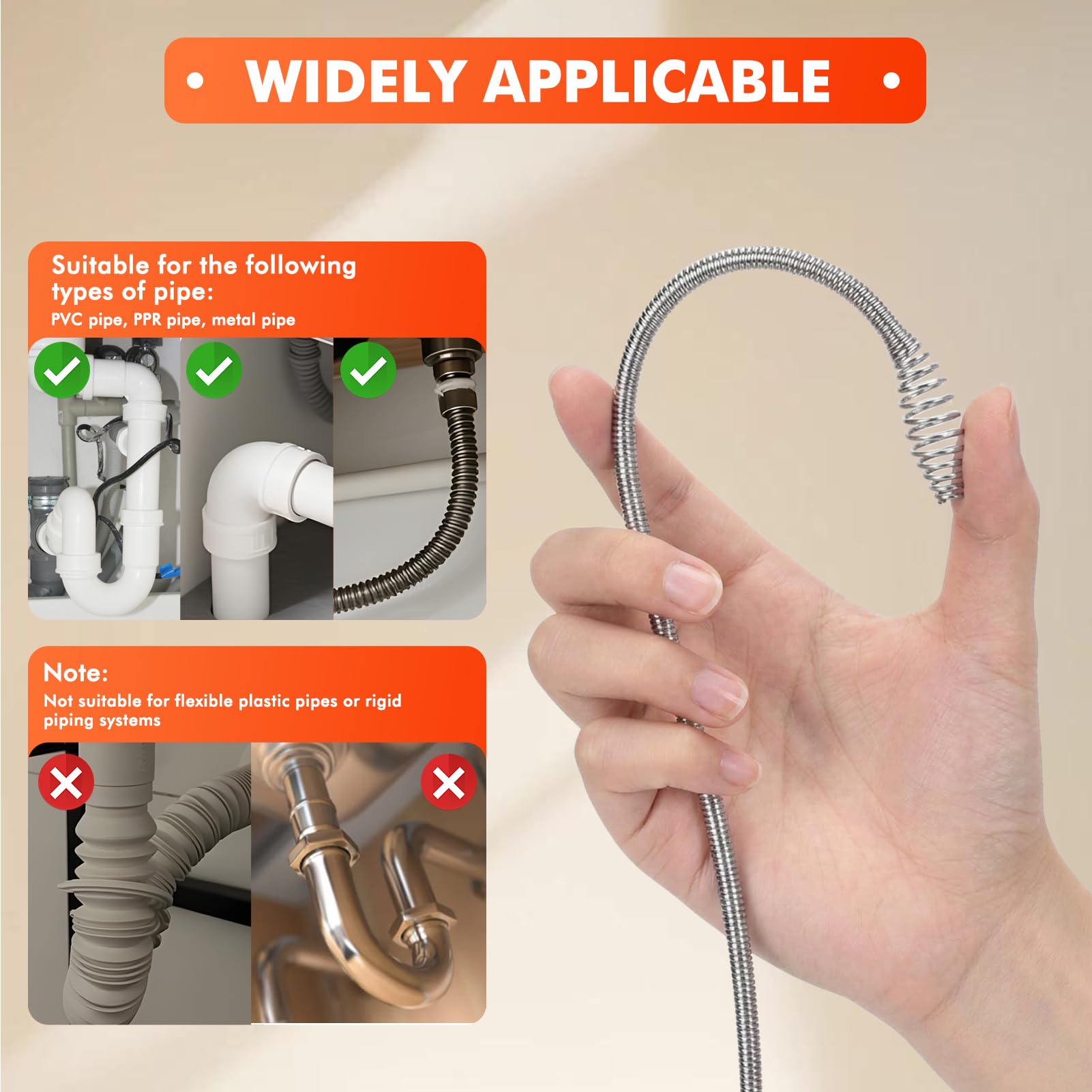 Furet Déboucheur Canalisation 10M avec Sac de Rangement & Gants – Spirale de Nettoyage Haute Résistance Galvanisée pour un Débouchage Écologique dans la Cuisine, la Salle de Bain & l'Évier