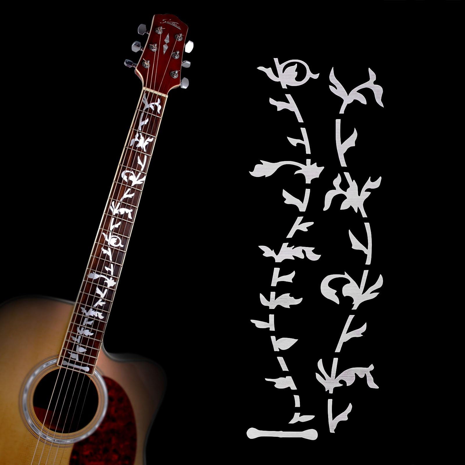 Acoustic Electric Tree of Life Music Guitar Bass DIY Neck Fretboard/Fret Inlay Sticker/Stikers Silver Thin