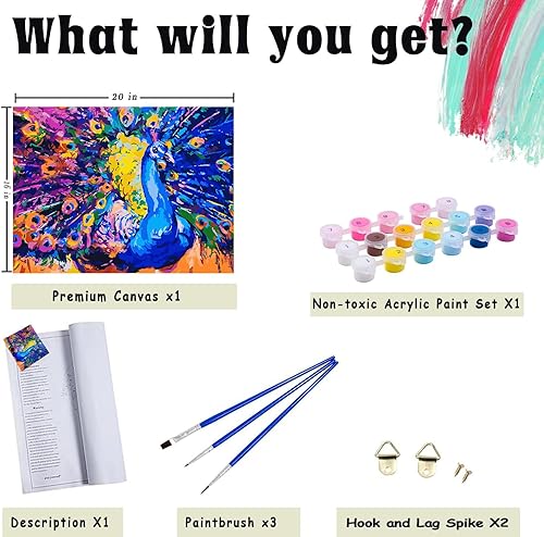 Miniatura 6 de KICHANG Kit de 4 piezas de pintura de dragón por números para adultos, pintura por números para adultos sobre lienzo, kits de pintura por números,