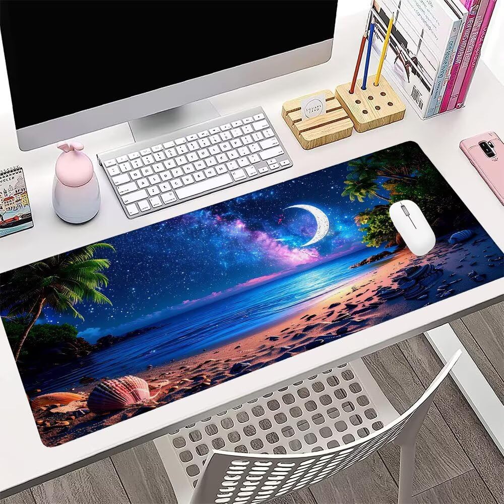 Alfombrilla de Mouse para Juegos, Blu, XXL, Antideslizante, Impermeable, Diseño de Cielo stellato, Extendido, Grande, 1200x600x3mm, para PC, Laptop, Ufficio, Famiglia d-852