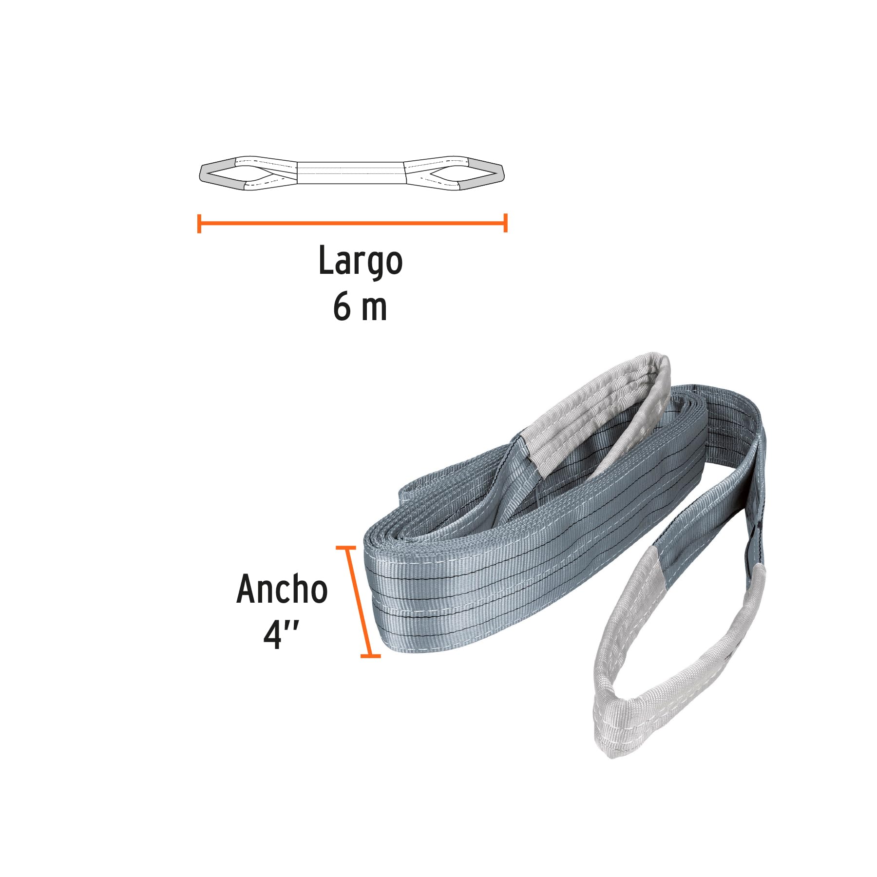 TRUPER - Eslinga plana 100mm de ancho y 6 metros de longitud capacidad 4,000 kilogramos