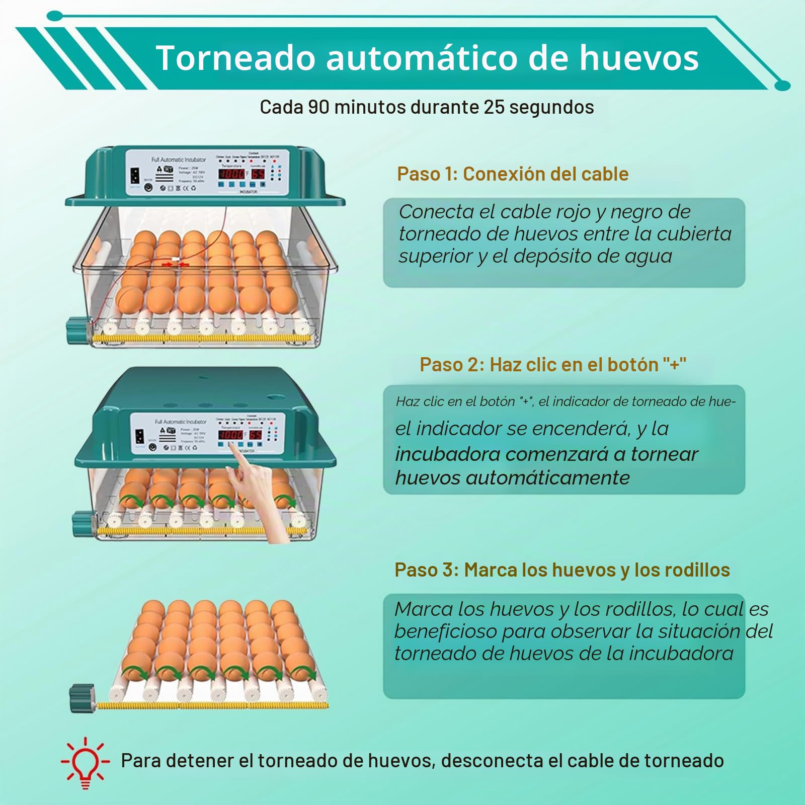 36/120 Incubadora Huevo Automático, Huevos Incubadoras para Huevos De Ave De Coral, Silenciador Incubadora De Huevo Automático, Incubadora Con Cubierta Caliente (36)
