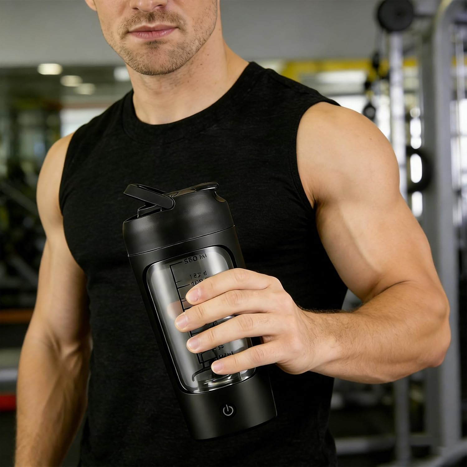 Electric Protein Shaker Bottle with Storage Box,22oz USB Rechargeable Mixer Cup,Made with Tritan, BPA Free, Protein Shakes for Mixer (Black)
