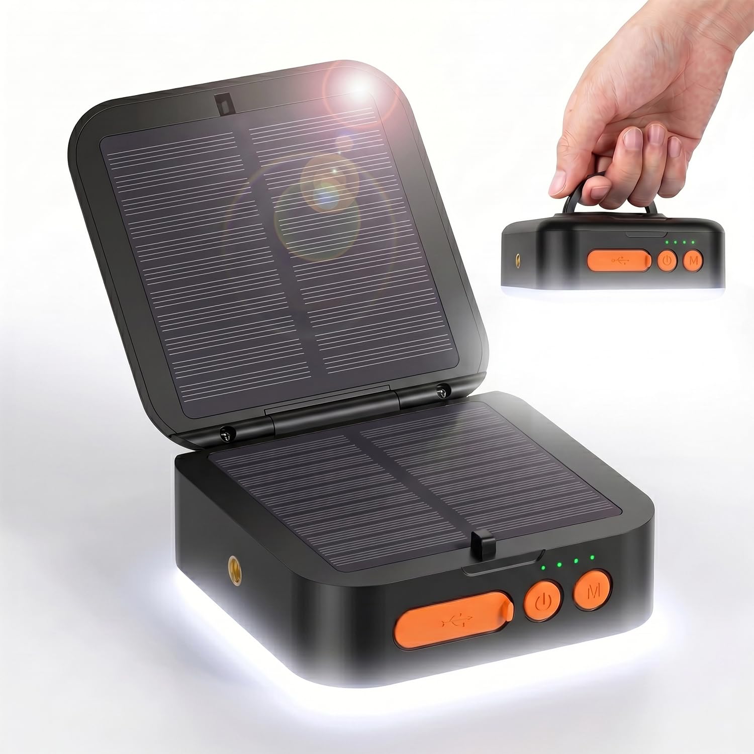 Solar-Camping-Laterne, Solar-Camping-Licht, 5200 mAh, wiederaufladbar, 2000 Lumen, 5 Lichtmodi, Laternen für Stromausfälle, Hurrikan, IP65 wasserdicht, Wandern, Fisch, Notfall und Zuhause