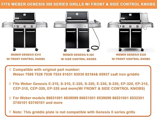 Vista 9 de 7404 Plancha reversible de hierro fundido para piezas de parrilla Weber Summit, placa de plancha para Weber Summit 400/600 SER Part Summit Silver