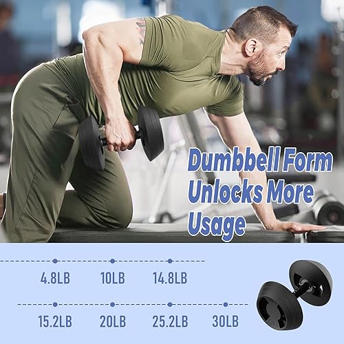 Miniatura 5 de Juego de pesas rusas ajustables 2 en 1, juego de pesas de 15 a 45 libras, utilizado como mancuerna ajustable para hombresmujeres, gimnasio en casa,