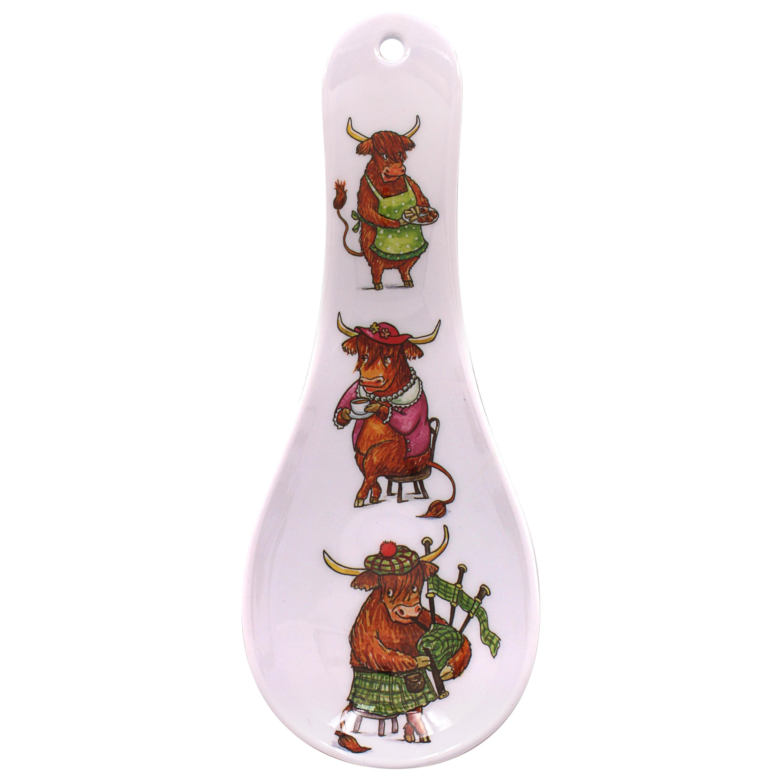 The Leonardo Collection Finola Stack Highland Cow Spoon Rest | Durable Spoon Rest Kitchen for Spoons | Tea Spoon Holder for Kicthen & Home | Ideal Utensils Holder & Teaspoon Rest Gift for Women & Men