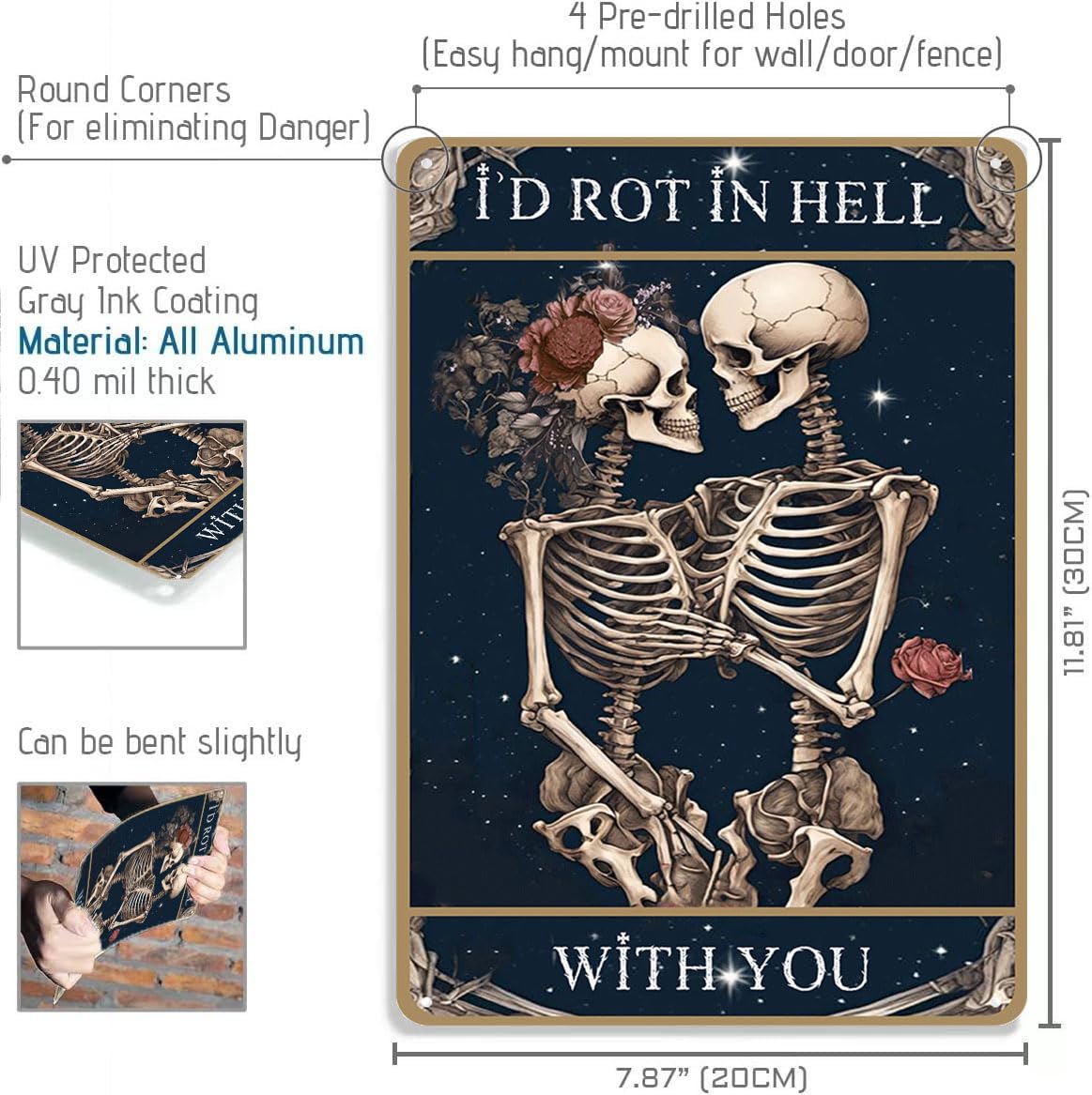 Amazon.com: I'D ROT IN HELL WITH YOU-Funny Gothic Home Decor,Skull