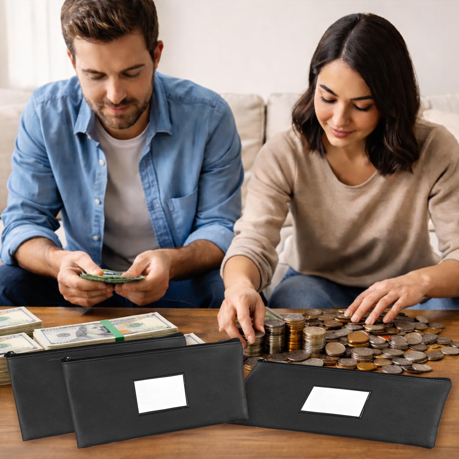 10 sacchetti per soldi con cerniera, sacchetti per deposito bancario, 28 x 15,5 cm, sacchetti per soldi, sacchetti per contanti, buste per soldi con etichetta per monete, cosmetici, fatture,