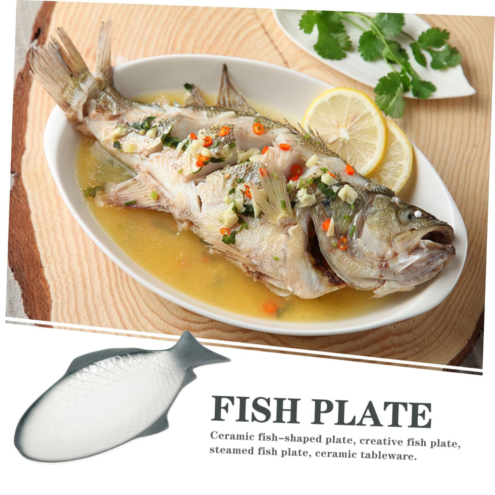 Plato de Pescado Delicado para Cocinar al Vapor, Bandeja de Cerámica Forma Realista, Superficie Lisa y Pulida, Ecológico y Seguro para Uso Doméstico y Restaurante, Adecuado