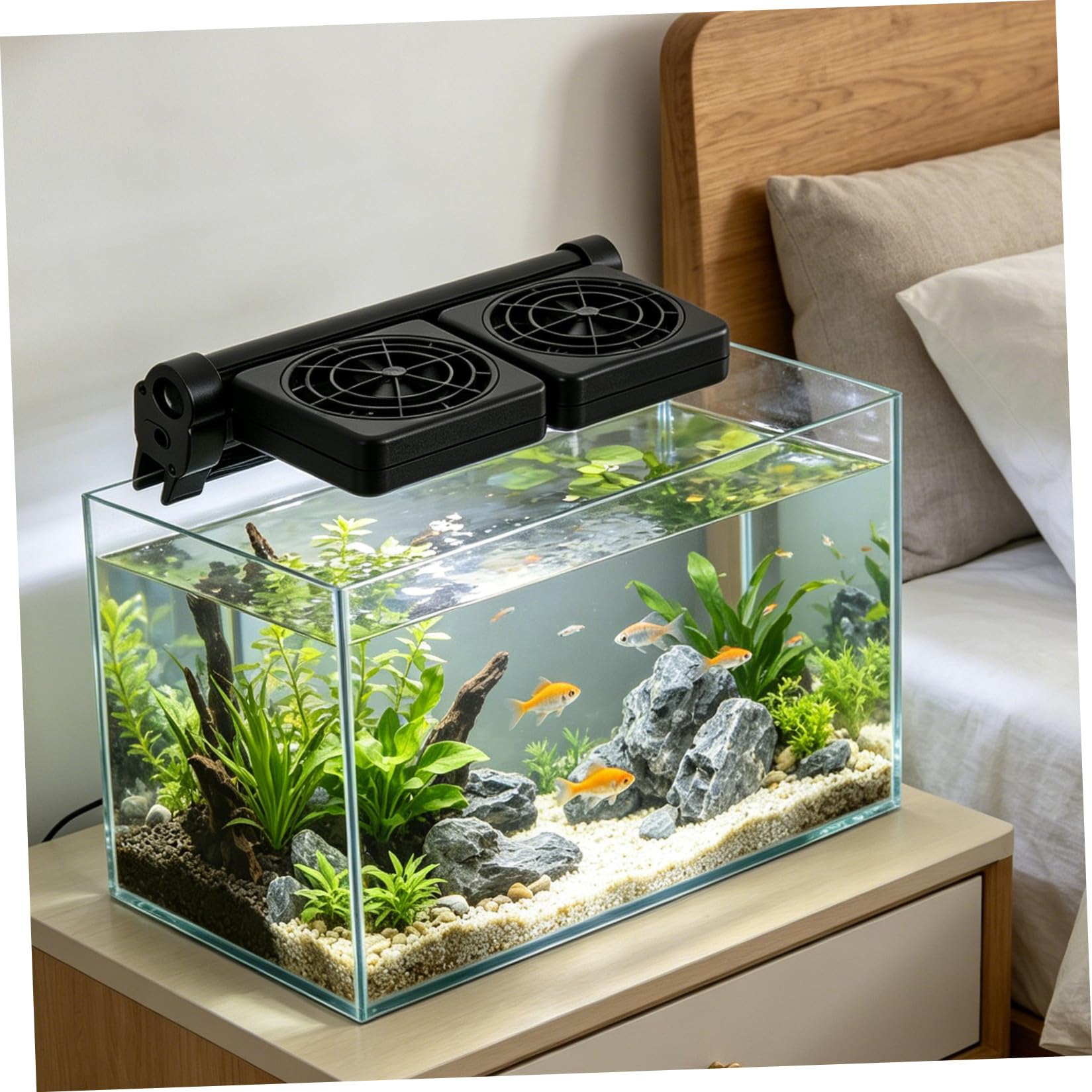 Ventilador de Enfriamiento para Acuario de 2 Cabezales 2 X 1.9w Abs Negro
