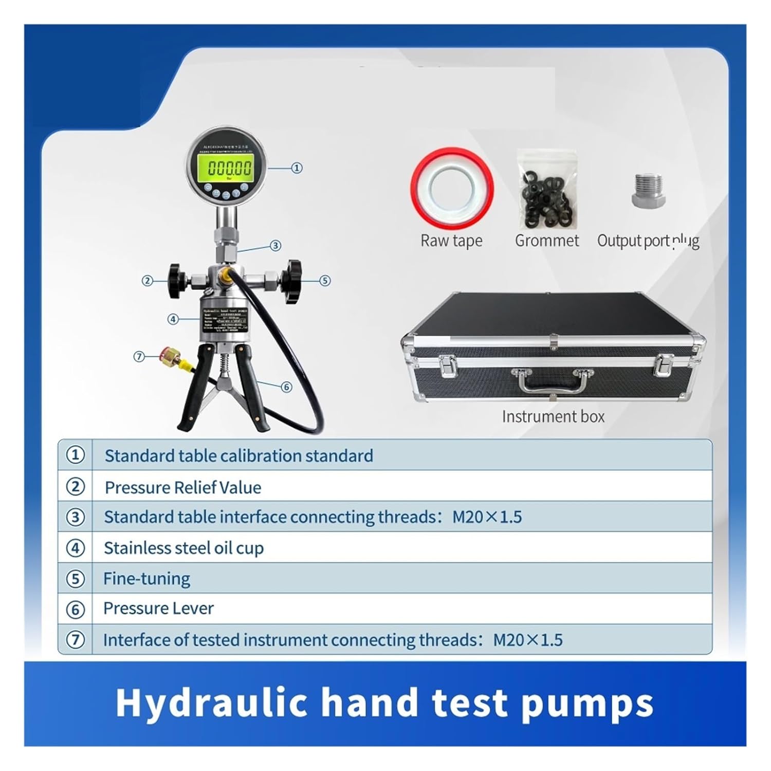 Marine Pressure calibrator Marine Pressure calibra 106SI Handheld Hydraulic Instrument Marine Digital Pressure Gauge ALKC400HA1 Pressure Conversion Joint ALKJ01 0~690bar
