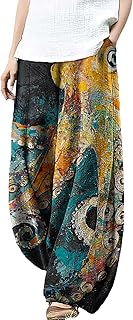 MARSVOVO Palazzo Pants for Women Novelty Octopus Print Hippie Wide Leg Pants Trousers Lounge Casual Lantern Harem Pants