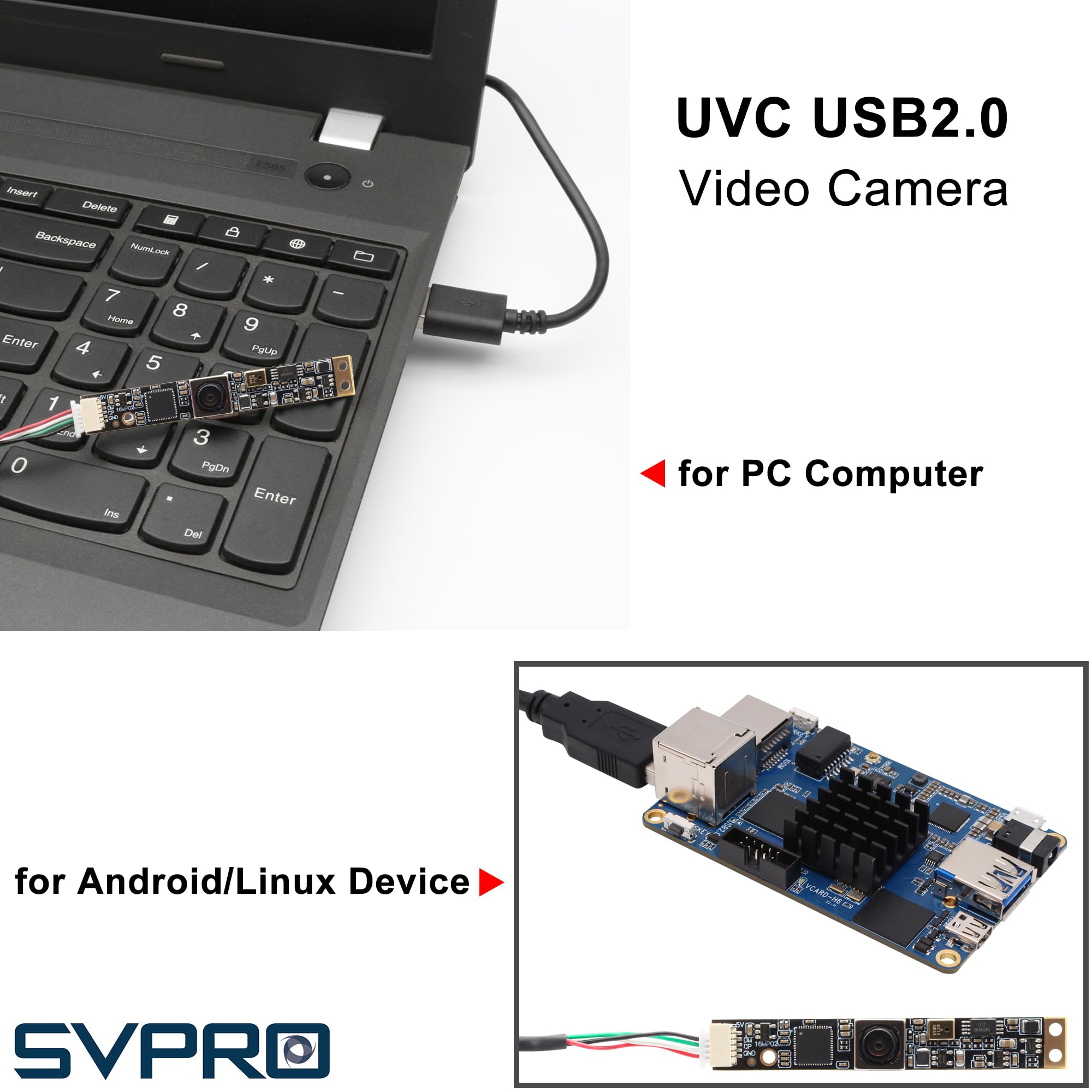 Svpro 16MP Autofokus USB Kameramodul Mit Mikrofon für Computer - HD UVC USB Kamera 2X Digitalzoom, Lightburm Video Modul, Lasergravur Webcam Board