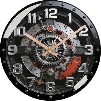 12-Inch Car Wheel Hub Wall Clock – Silent Battery Operated | Ultra-Realistic Graphic Design | 2D Flat Dial with HD Glass Lens | Perfect Decor for Living Room, Bedroom, Man Cave & Garage