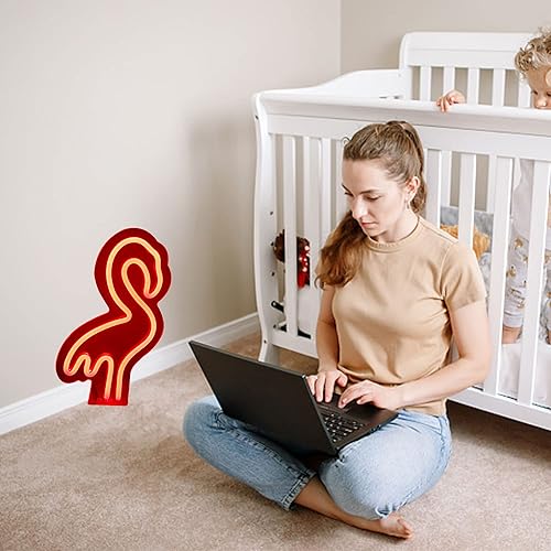 Miniatura 6 de EASETIME Letrero de neón de flamenco para el día de San Valentín, decoración de habitación de flamenco rosa, regalos para niñas, mujeres, niños,