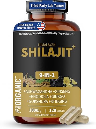 Himalayan Shilajit+ Complex 1600mg – 120 cápsulas – Apoyo de energía y vitalidad con Ashwagandha, Rhodiola y más – Probado por terceros, vegano, sin