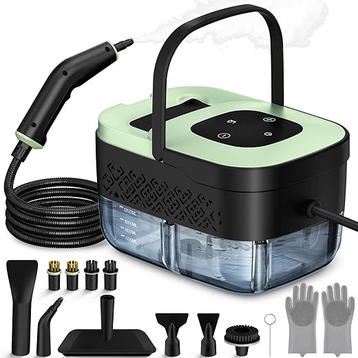 Steam Cleaner, Portable Steamer for Cleaning with 16pcs Accessories, 6-Level Adjustable and 15s Heat-Up, Handheld Steam Cleaner for Home, Tile, Dirt, Grout, Grease, Car Detailing