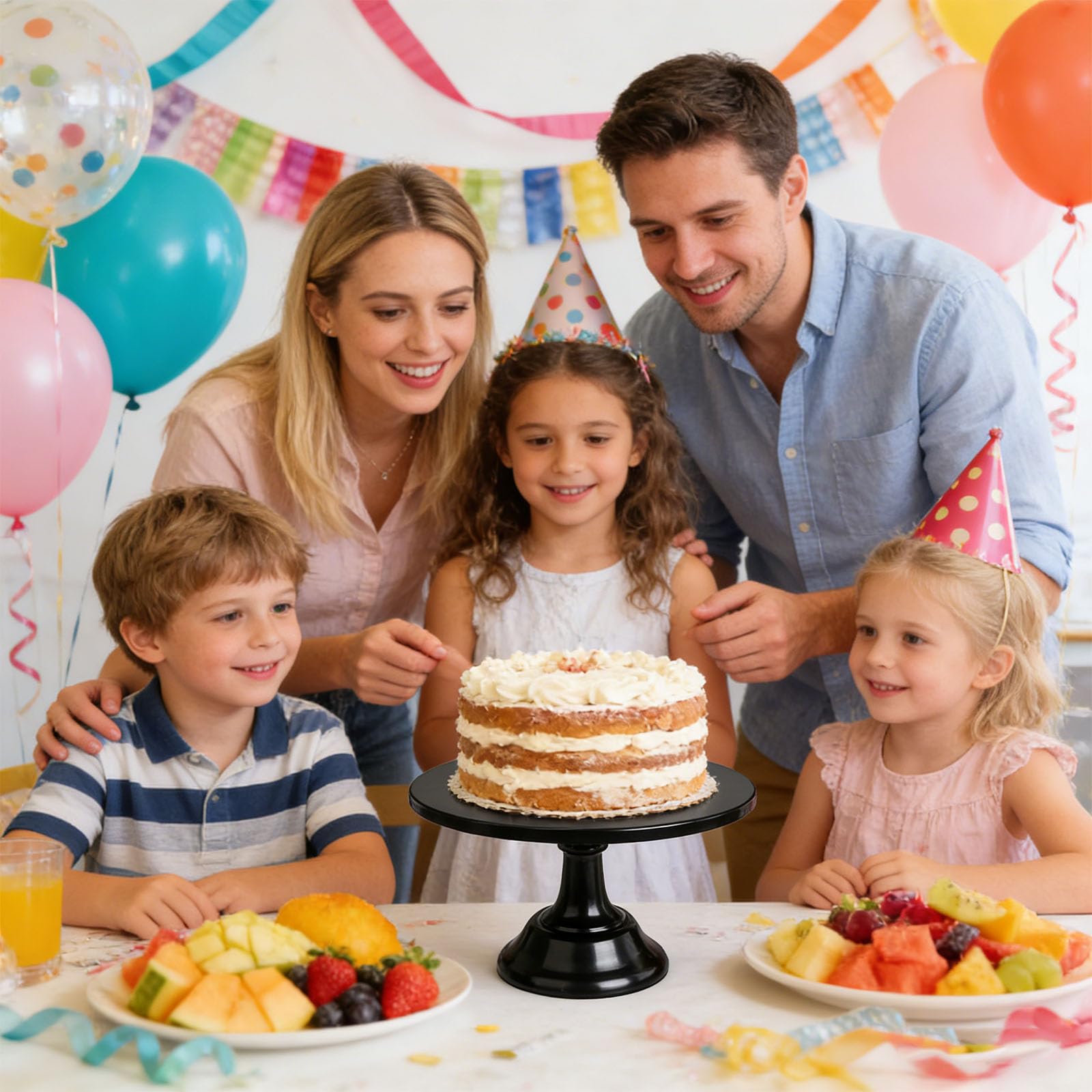 Set di vassoi da portata a più livelli con finitura nera opaca, ideale per tavolo da buffet, decorazione punto focale