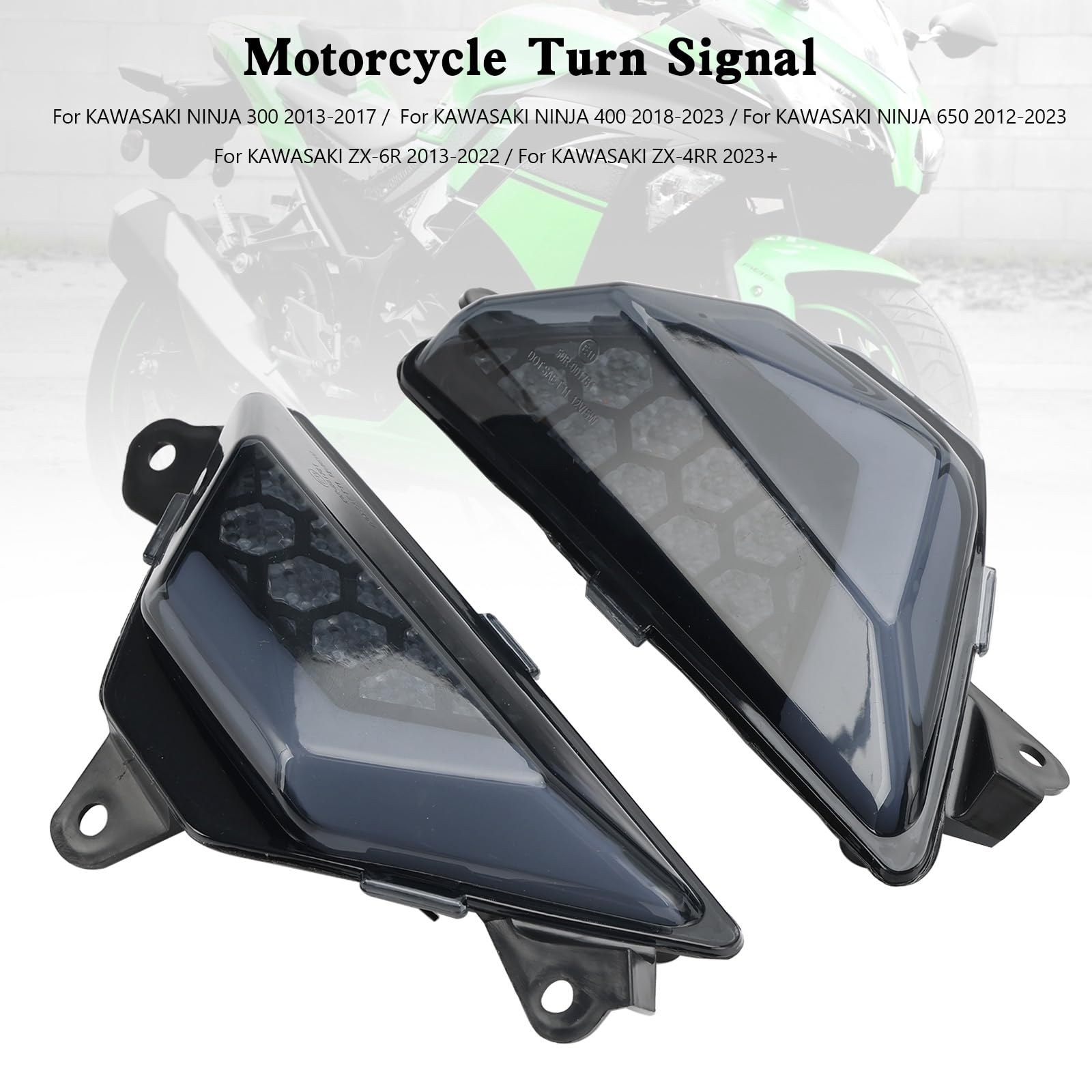 Topteng LED Front Turn Signal Light Turn Signals for KAWASAKI NINJA 300 2013-2017, NINJA 400 2018-2023, NINJA 650 2012-2023, ZX-6R 2013-2022, ZX-4RR 2023+