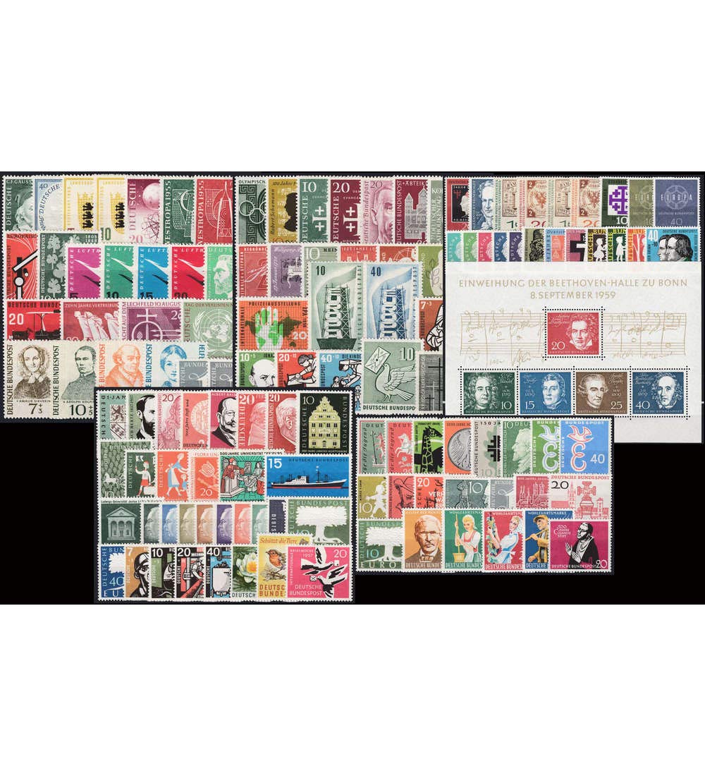 Goldhahn Briefmarken-Jahrgang 1959 BRD Komplett – 21 Marken + 1 Block, Postfrisch (MNH), Sammlerstück