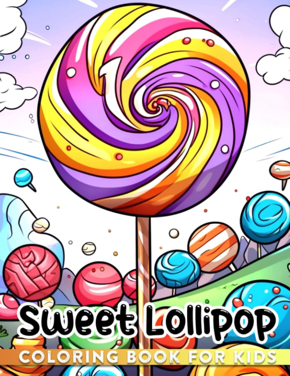 Sweet Lollipop Coloring Book For Kids: Stress-relieving gift for kids Candy-themed coloring pages, perfect for birthdays and Christmas.