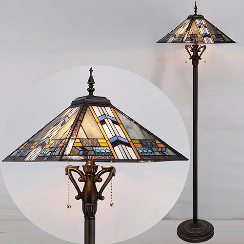 Vista 18 de Tiffany Lámpara de pie Tulipán Flor Misión Estilo Vidrieras Luz de lectura de pie 16X16X64 Pulgadas flor ((Tulip Flower)