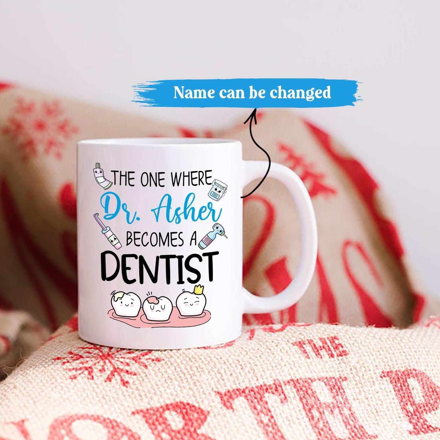 The One Where Becomes A Dentist Coffee Mug, Custom Name Future Dentist Ceramic Mug Gifts, Personalized Orthodontist Dentist Dental Assistant Travel Mug Gift, Dental Student Graduation Cup 11oz 15oz