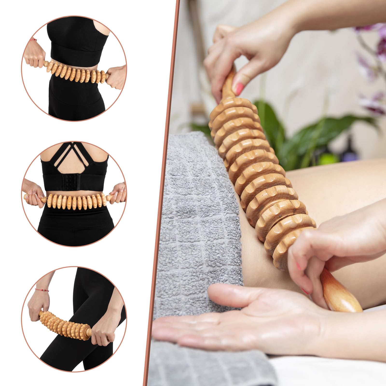 KintKita Strumento per massaggi 3 in 1, per terapia del legno, massaggiatore per drenaggio linfatico, strumento per scolpire il corpo, massaggiatore anticellulite per maderoterapia, contorno del corpo