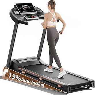 Treadmills for Home, Treadmill with 0-15% Auto Incline, 3HP Folding Treadmills for Running Walking with 300LBS Weight Capacity, Incline Treadmill Equipped with Bluetooth & Pulse Monitor