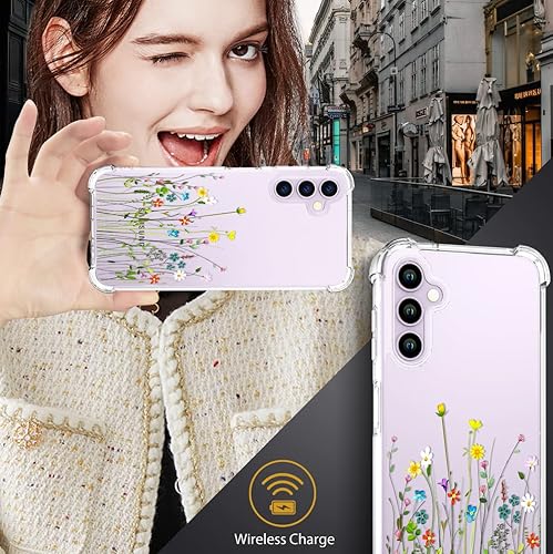 Miniatura 7 de Funda compatible con Samsung Galaxy S23 Plus, bonita funda transparente para mujeres y niñas, S23+ diseño transparente de diseñador (ramo de flores