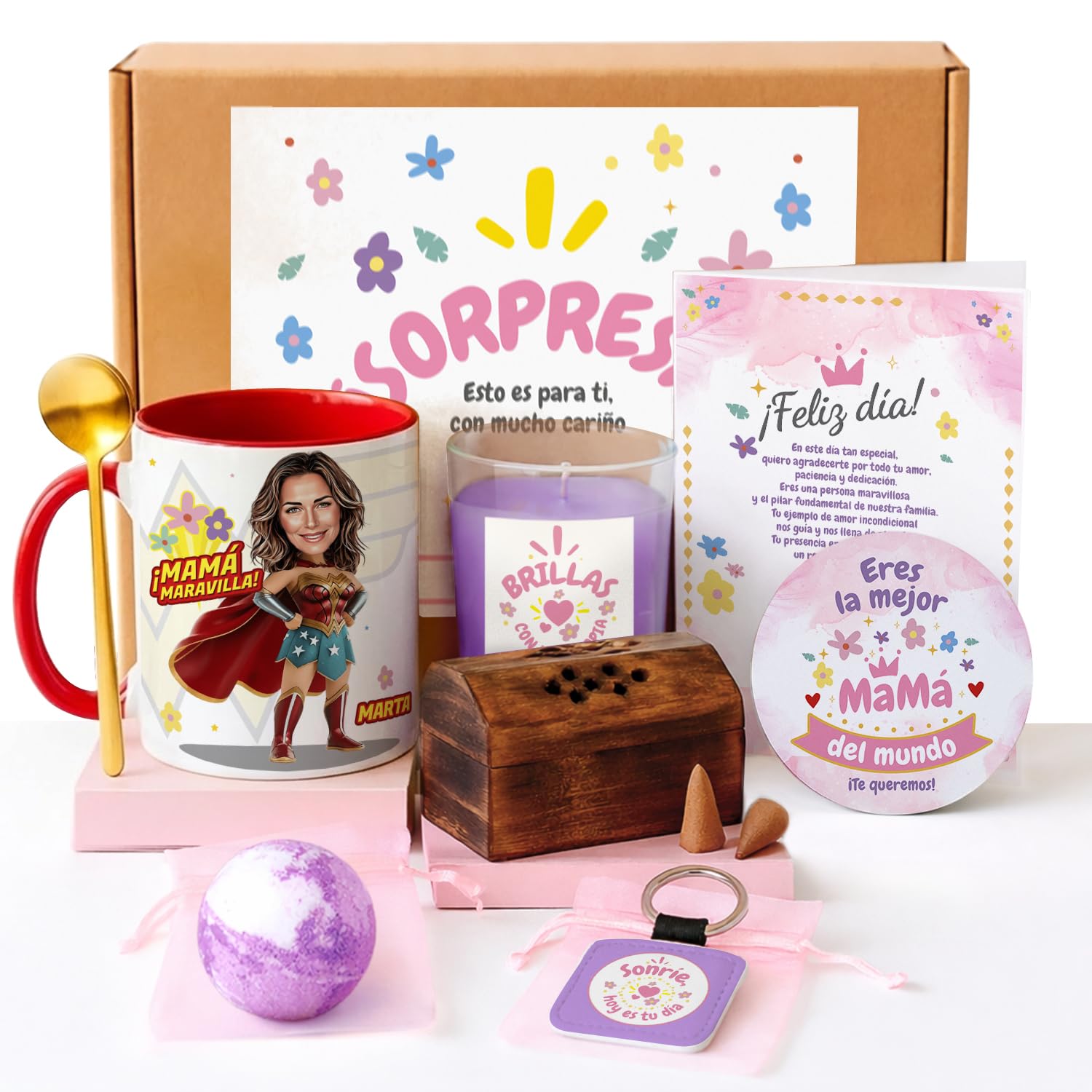 Kembilove® Pack Regalo Mamá – Kit con Taza, Cojín y Bolsa – Regalo Original para Madre Cumpleaños Día de la Madre – Caja Regalo con Tarjeta — view 9