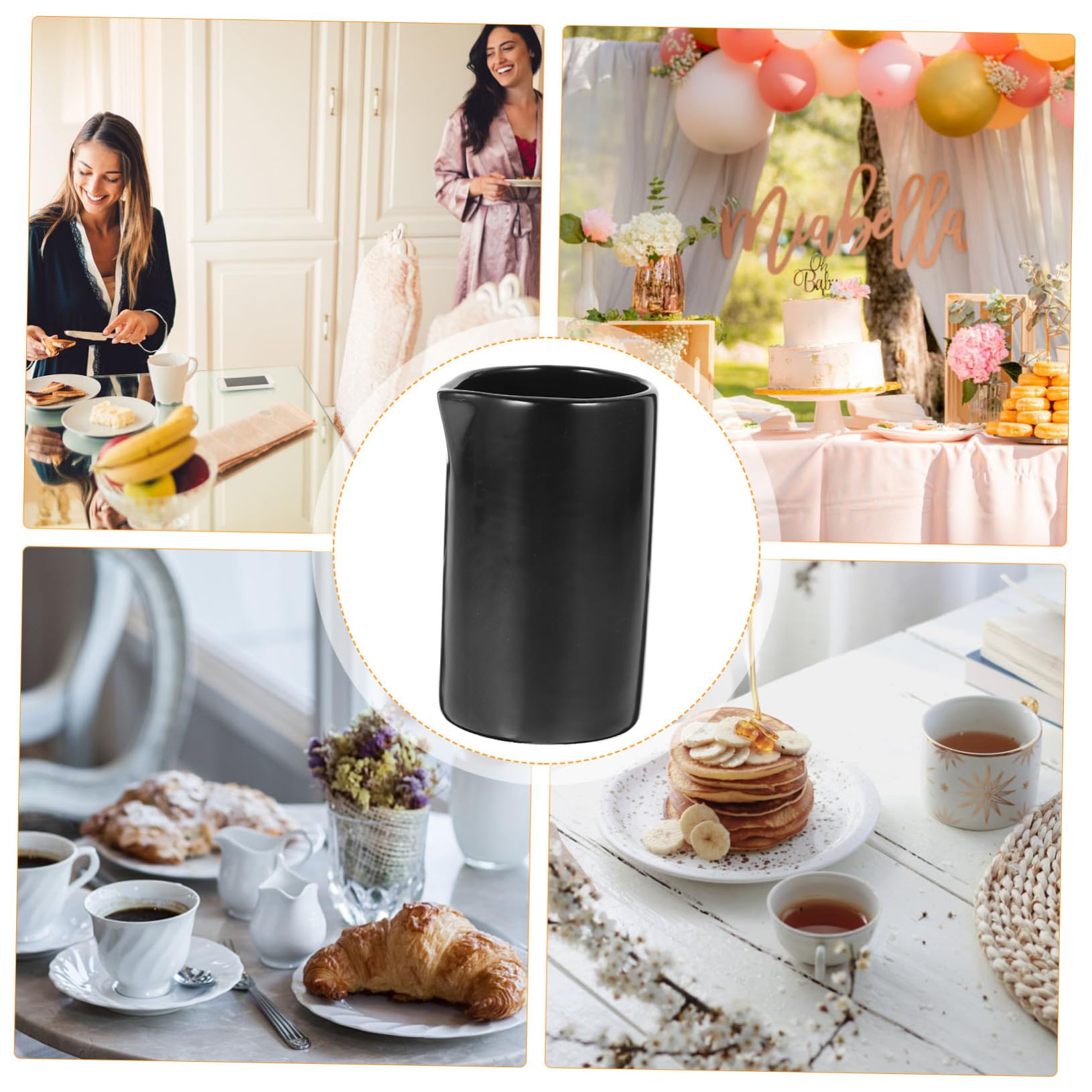 BEBEMOKO Pull Cup Tea Creamer Pitcher Coffee Mug Small Syrup Pitcher Small Milk Kettle Dipping Pitcher Small Cream Jugs Cream Pitcher Milk Latte Pitcher Milk Creamer Jug Ceramics