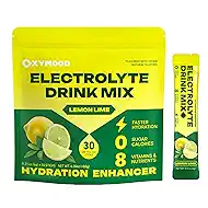 Sugar Free Electrolytes Powder Packets - Salty High Sodium Hydration Packets, Electrolytes Drink Mix for Fitness Enthusiasts & Outdoor Workers, Calories Free(Lemon Lime 30 Sticks)