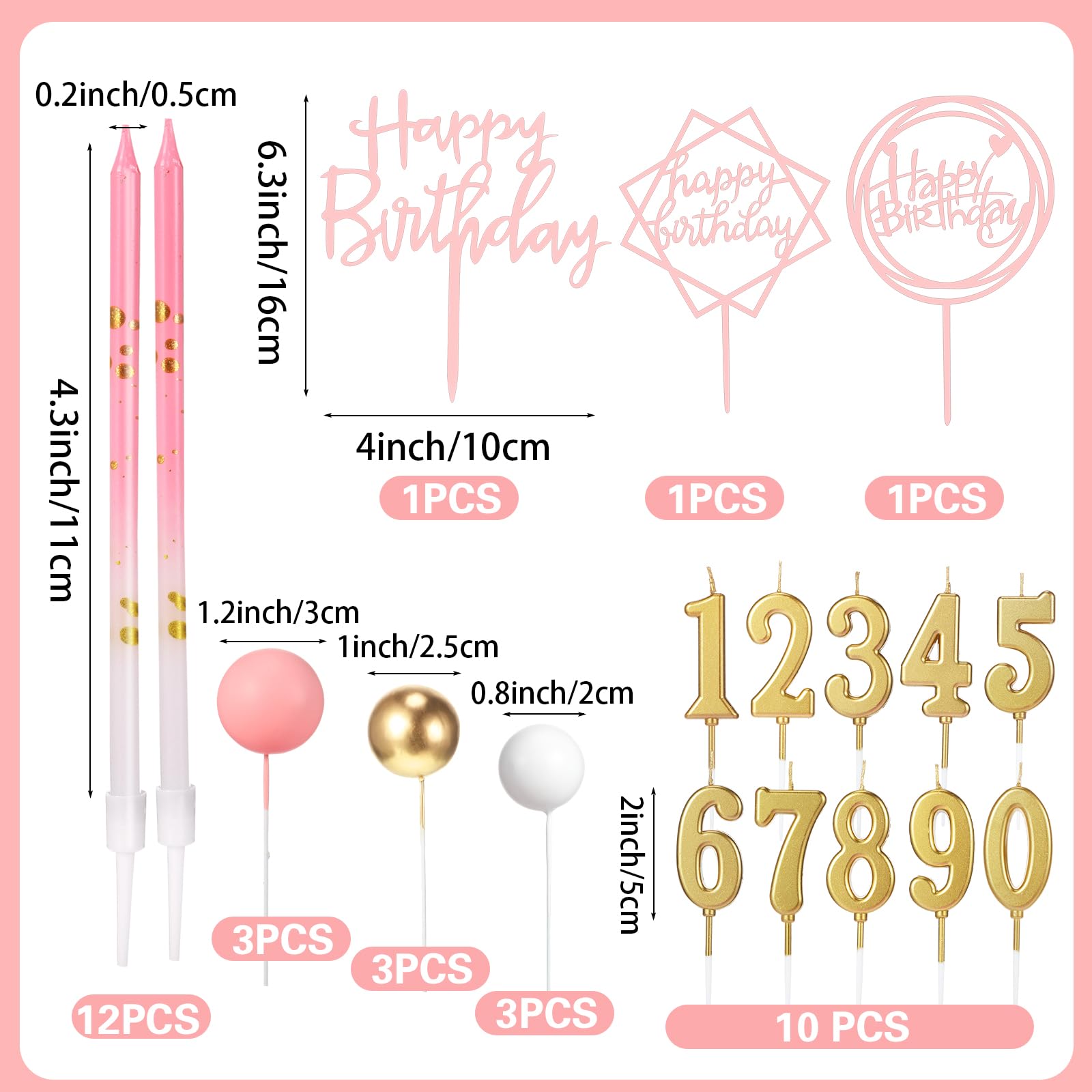 Gold Birthday Candles, Tyotrbs Happy Birthday Candle For Cake Birthday Candles - View #2