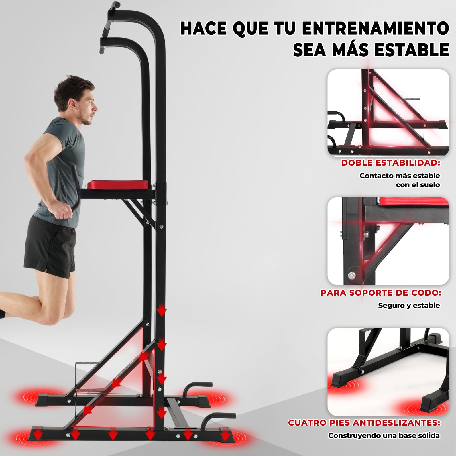 ISE Maquina Dominadas, Estación de Musculación, Torre de Gimnasio Entrenamiento Multifuncional, Multiestación con Barra de Dominadas Fitness, Power Tower de Pull-up, Ejercicio Fuerza Gimnasia