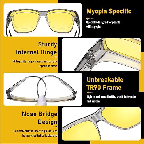 Miniatura 4 de DUCO Lentes de conducción de visión nocturna para hombres y mujeres, antirreflejos, polarizados, amarillos, lentes nocturnos, 8990Y, Lente de visión