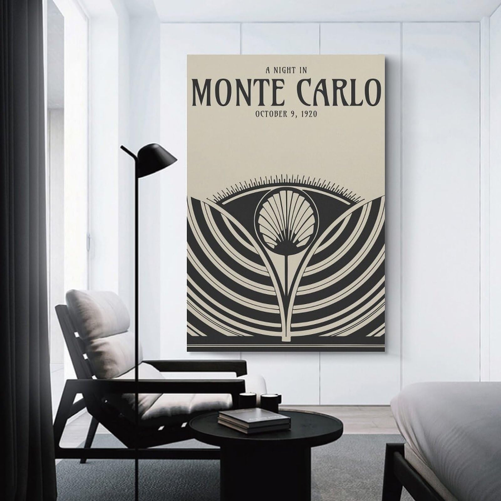 Junmoney Unframe-Style-12 Decorative Canvas Print Art Deco Monte Carlo, 08X12inch(20X30cm), For Entrance Spaces, Stair Walls Or Halls, A Neat Decor Update For Hallways