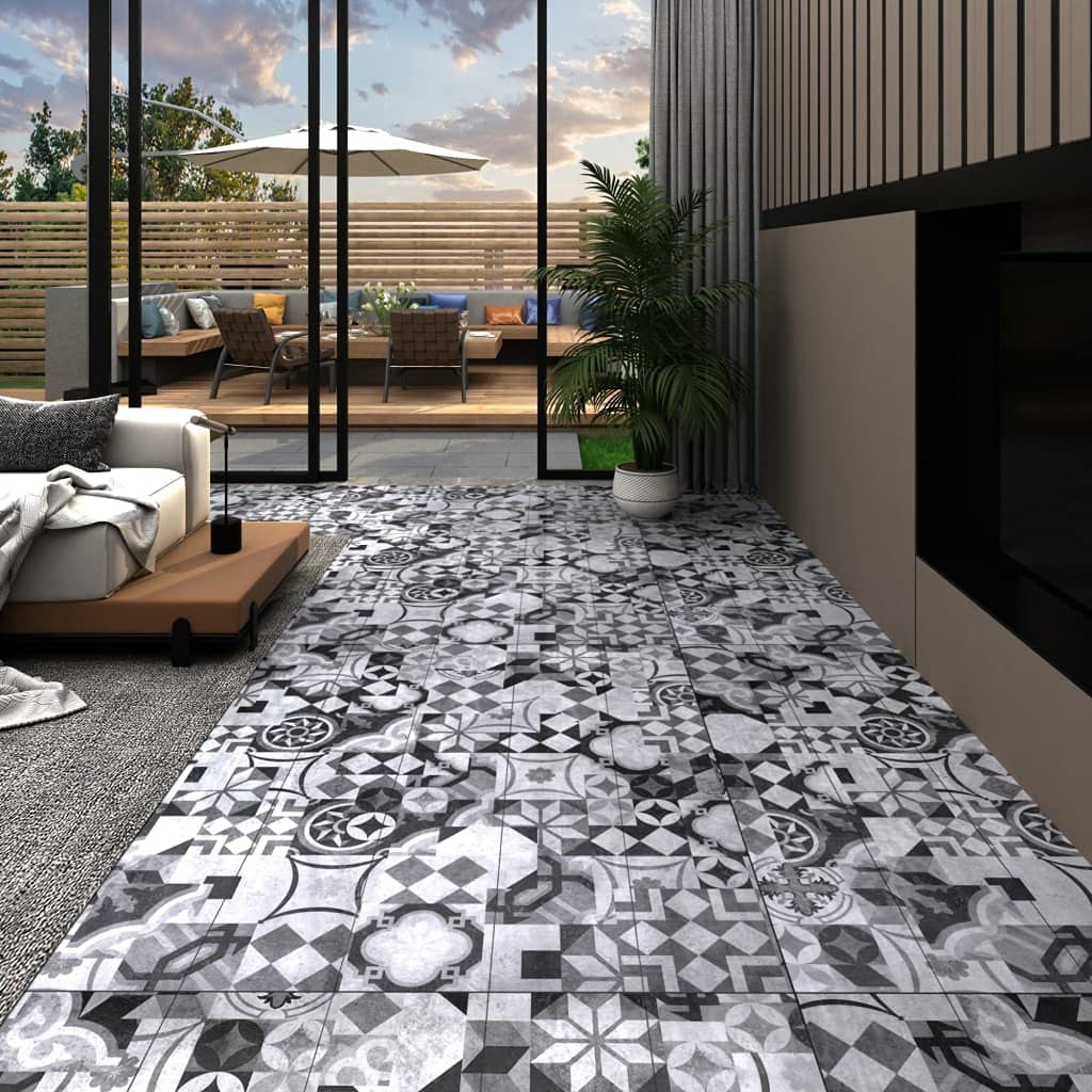 vidaXL Lamas para Suelo Baldosa Azulejo Salón Cocina Antiestático Ignífugo Impermeable Antideslizante de PVC Autoadhesivas 5,21m² 2mm Estampado Gris