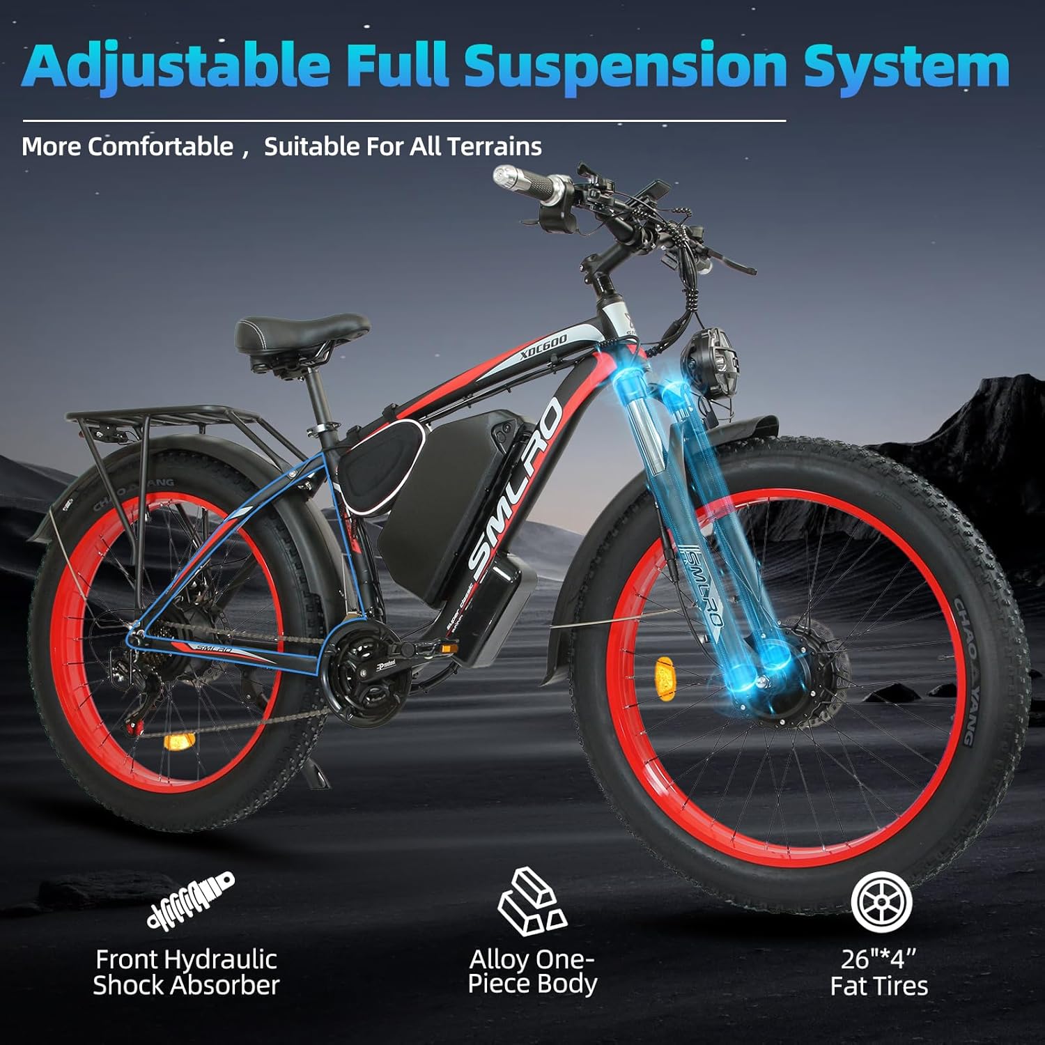 xdc 600 Adult Electric Bike, 5000W Peak Power, 26" Fat Tire All-Terrain E-Bike, 45 Miles Peak Range, 52V 30Ah Battery-Powered Off-Road E-Bike, 45 MPH High Speed