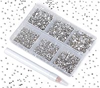 Vista 112 de 2880 diamantes de imitación para arte de uñas, sin termofijación, fijación con pegamento, cristales redondos de vidrio con base plana para hacer